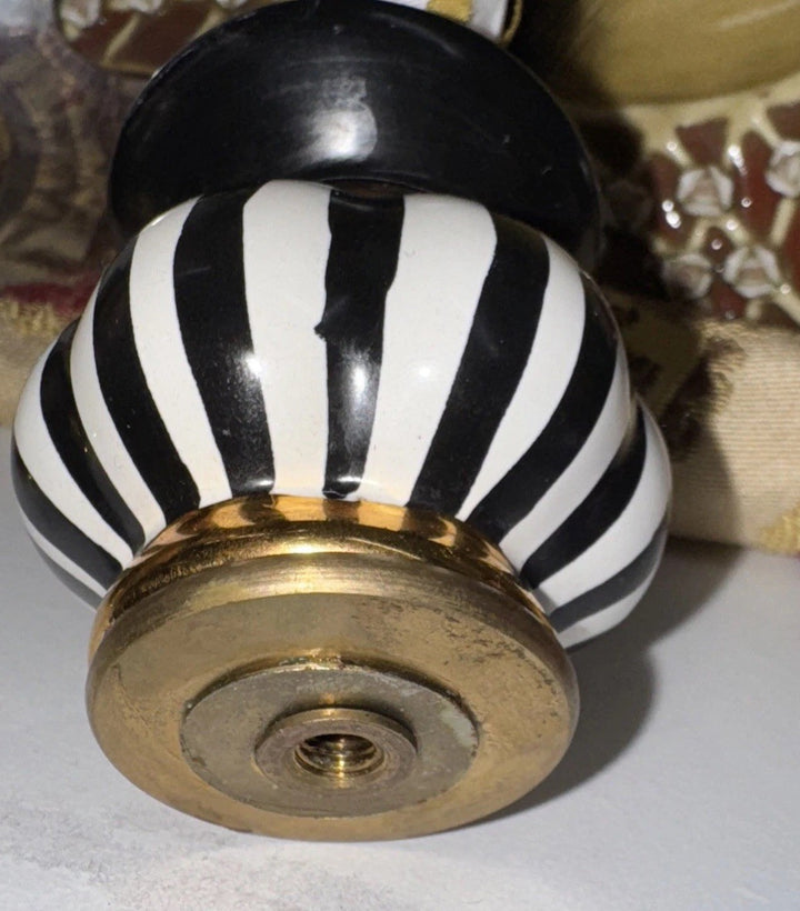 Mackenzie Childs COURTLY STRIPE Made in Aurora Majolica Pottery BUD VASE FINIAL