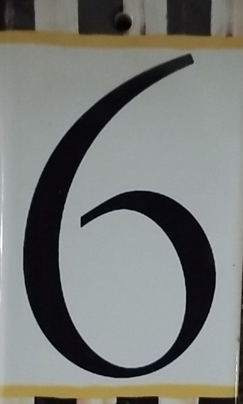 MACKENZIE CHILDS  HOUSE NUMBER 6 Or 9 COURTLY CHECK TILE NEW 7" X 3"