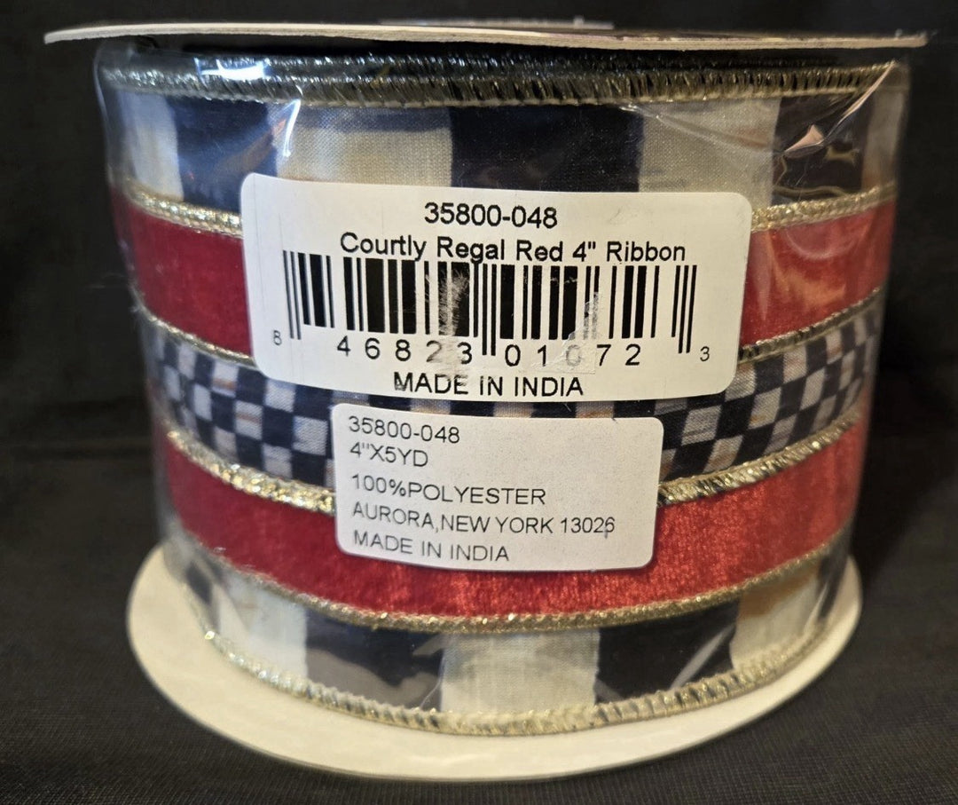 Mackenzie Childs Courtly Regal Red Wired Ribbon New 4” Wide