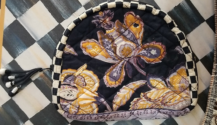 mackenzie childs Vendage  1/2 Moon Bag 10" X 8"- Retired Pattern 2 inside pocket