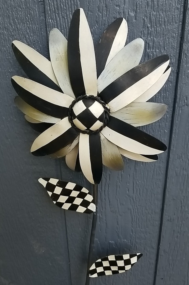 MACKENZIE CHILDS Stake Garden  47” Black And White Decor- HTF Courtly Check