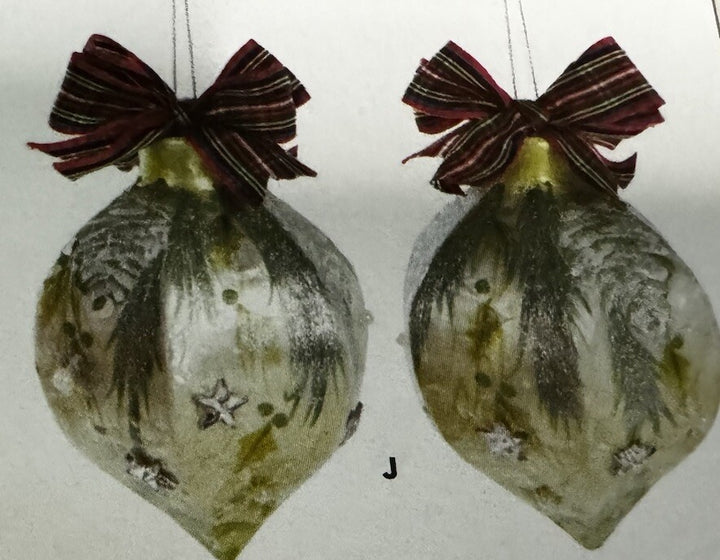 Mackenzie Childs Spruce Capiz Ornaments  Green-1    New No Box