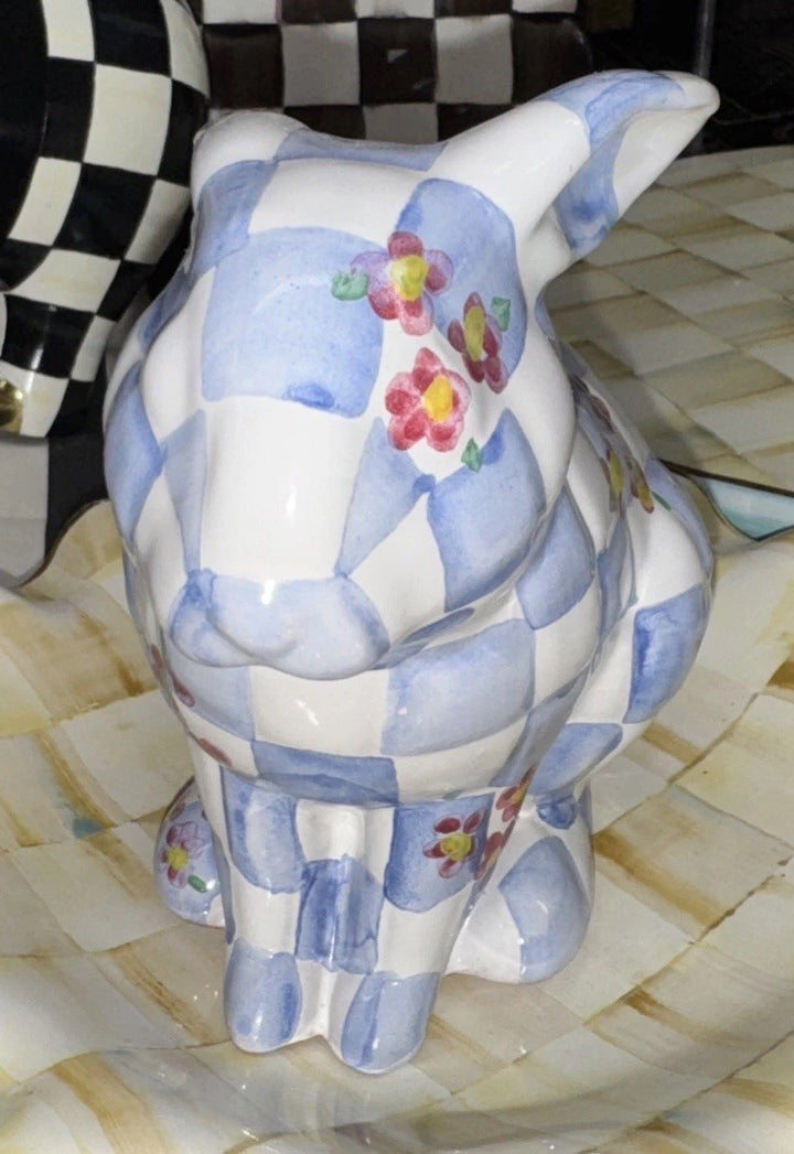 Mackenzie Childs Honeymoon Morning Glory Blue 2013  Bunny Bank RETIRED Ceramic