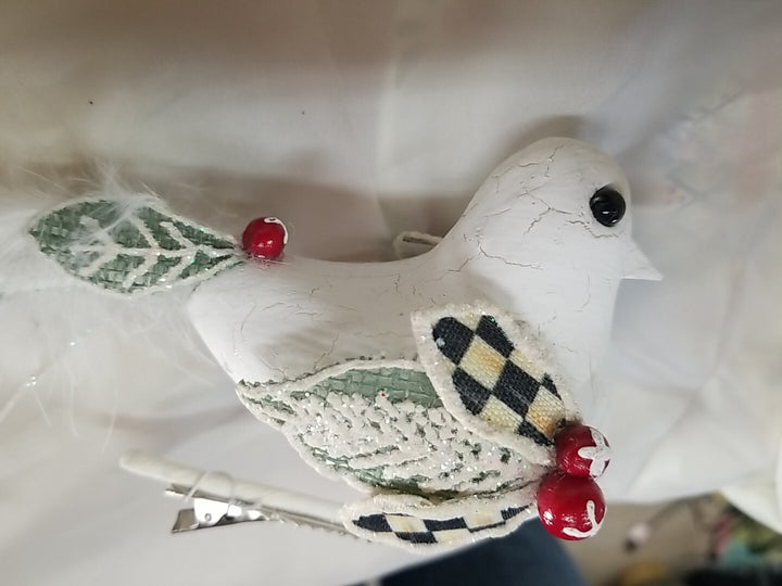 MACKENZIE CHILDS Courtly Check Bird  Clip  3” Tail 10" Long- New Open Box