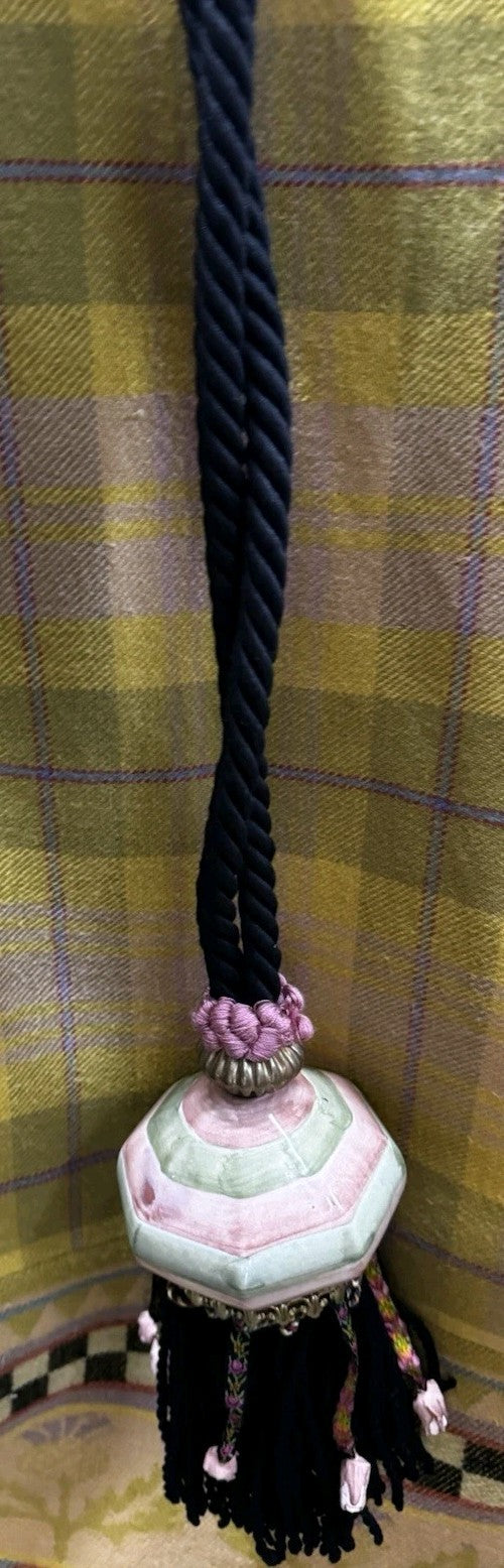MacKenzie Childs Urchin Kelp Double Tassel Drape Curtain Tiebacks