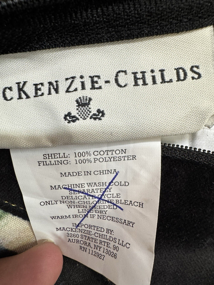 Mackenzie Childs Regiment Square Pillow  black and white NEW WITH TAG