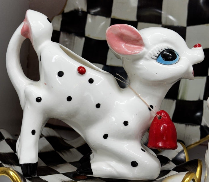 Rare VINTAGE Anthropomorphic Deer  Sugar Dish With Lid & Creamer Set- Excellent