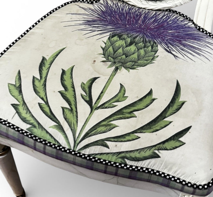MacKenzie Childs Hand Carved Light Thistle Chair- Retired Read