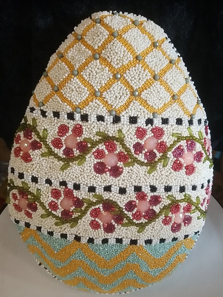MACKENZIE CHILDS HITCHCOCK FIELD EASTER EGG PILLOW Beaded