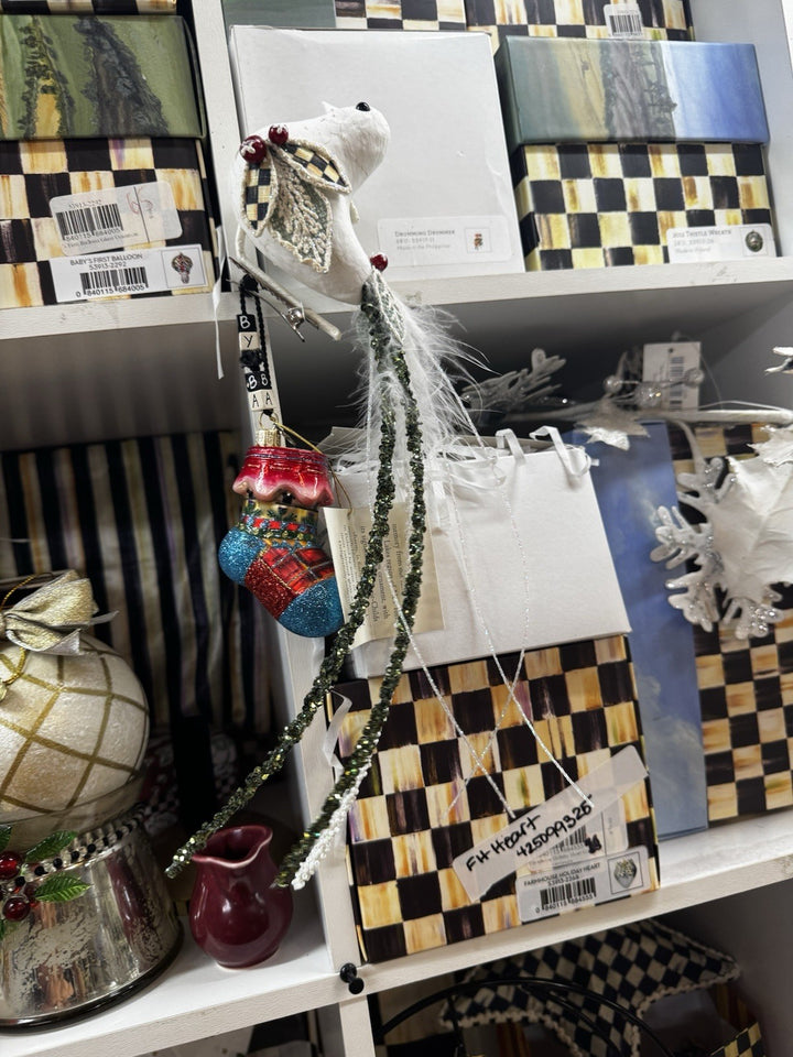 MACKENZIE CHILDS Courtly Check Bird  Clip  6” Tail 16” " Long- New Open Box