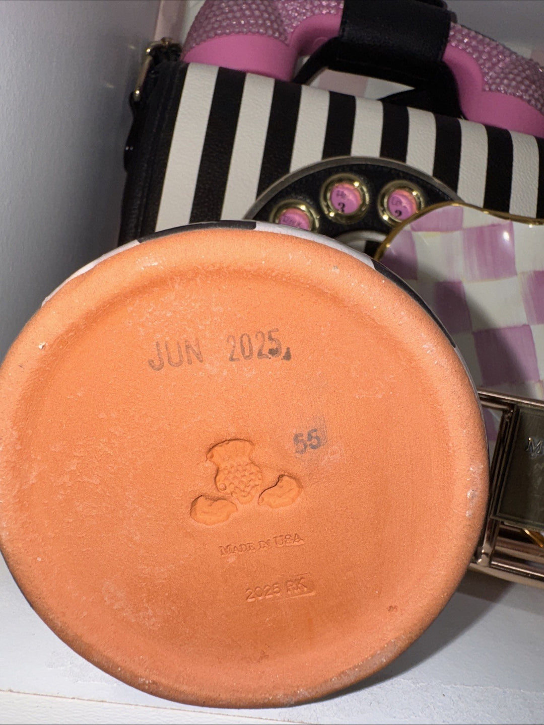 Mackenzie Childs Collectors Series Mug Addition Rose Ring Courtly Check July