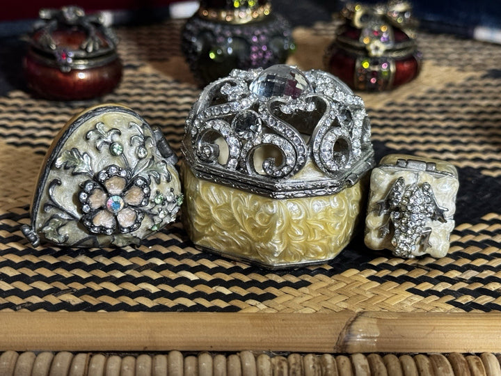 Jay Strongwater Enamel Crystal And Pearl  Trinket Box