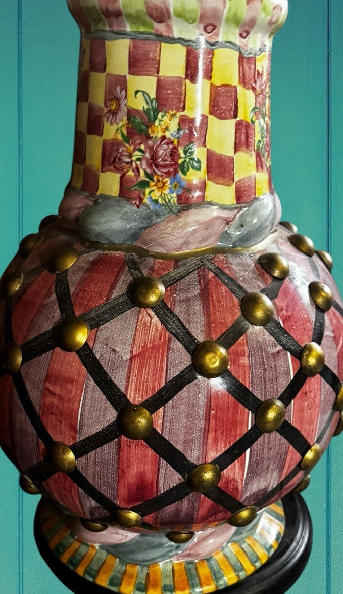 Vintage Mackenzie Childs “lulu” Lummox Train Table Lamp- Read