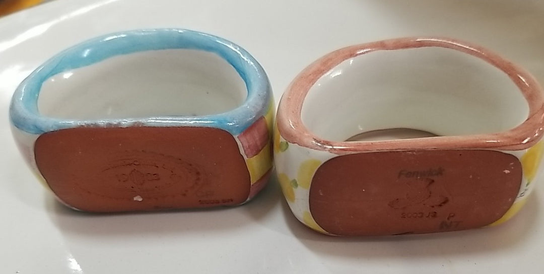 Mackenzie Childs Lot of 2 Napkin Rings Ceramic Imrie & Fenwick Wallcourt