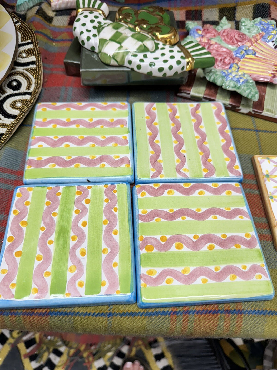 Mackenzie Childs Tile 4” Wall court Charmain New - One Tile