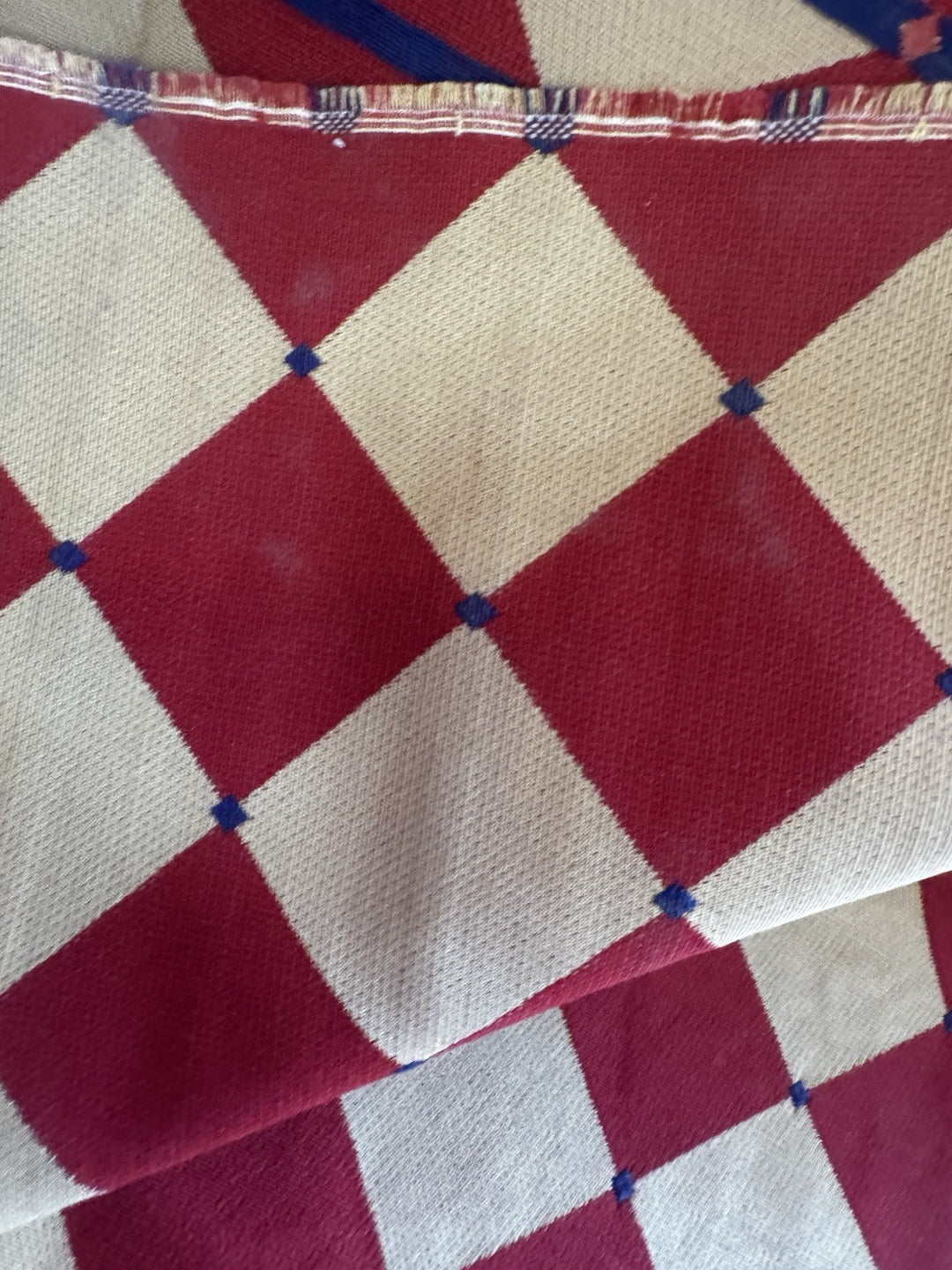 MacKenzie Childs Fabric By Half The Yard New - Red Harlequin Retired 2009