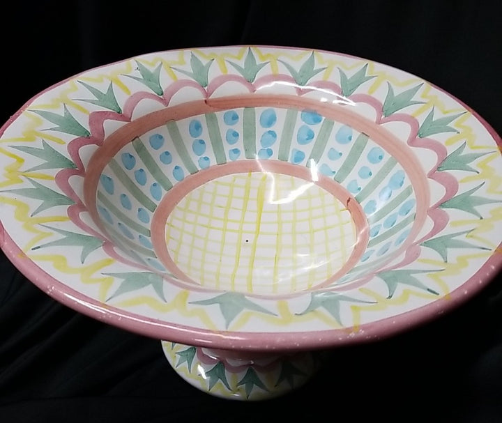 Vintage Mackenzie Childs Madison  Compote Fruit Bowl Pedestal 12"- 1988