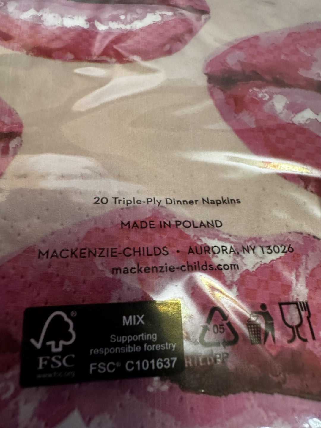 MacKenzie Childs Kiss Me Lips Dinner Paper 8” Napkins - 20pack New