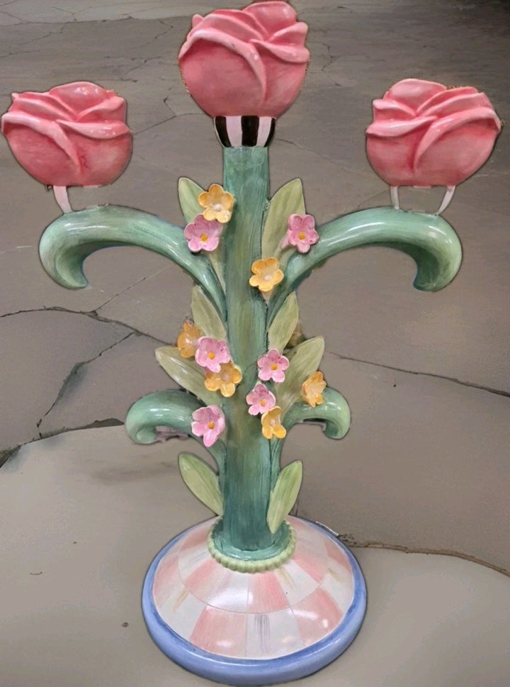 MacKENZIE CHILDS ROSY MEADOW CANDELABRA New