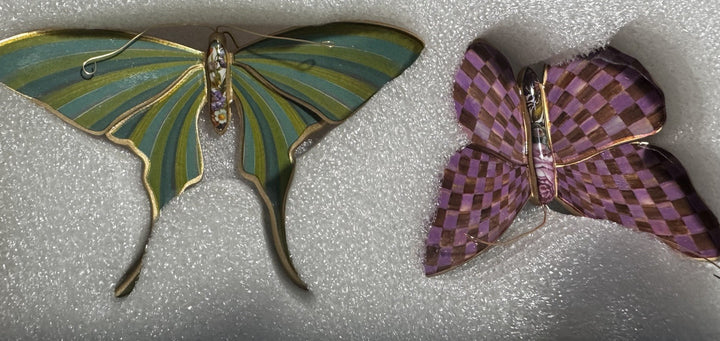 MACKENZIE CHILDS Butterflies Trio Hanging Wall Decor Field Set Nib Butterfly