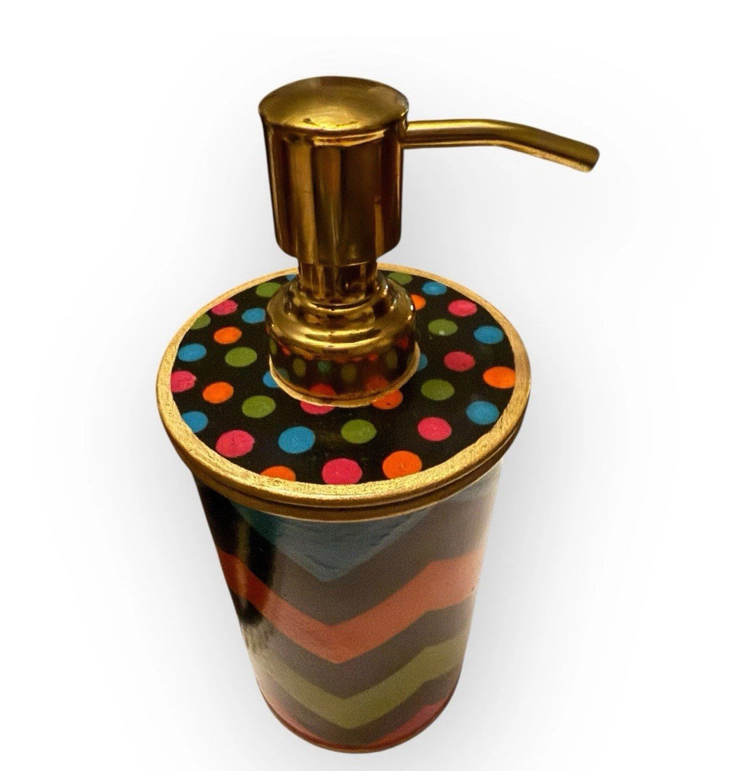 MacKenzie Childs Trampoline Zig Zag Metal Soap Dispenser / Retired