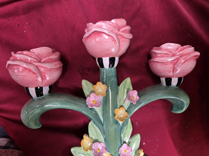 MacKENZIE CHILDS ROSY MEADOW CANDELABRA New
