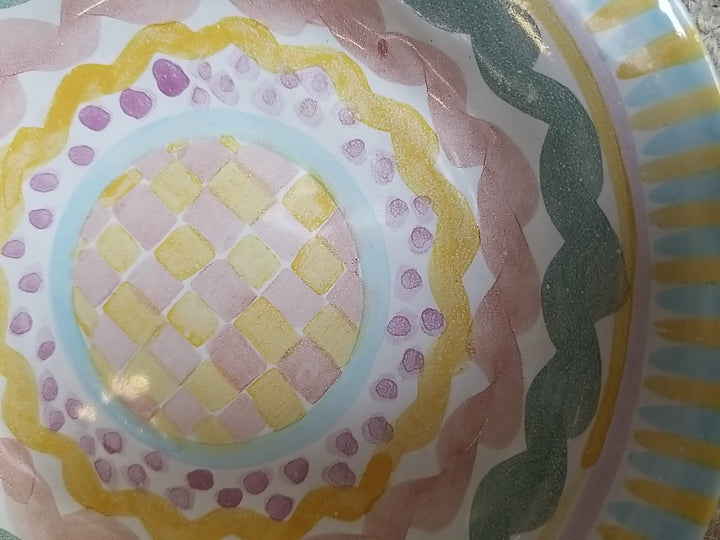 Vtg MacKenzie Childs Aurora Ceramic Round Plate 8.5” Retired 1988