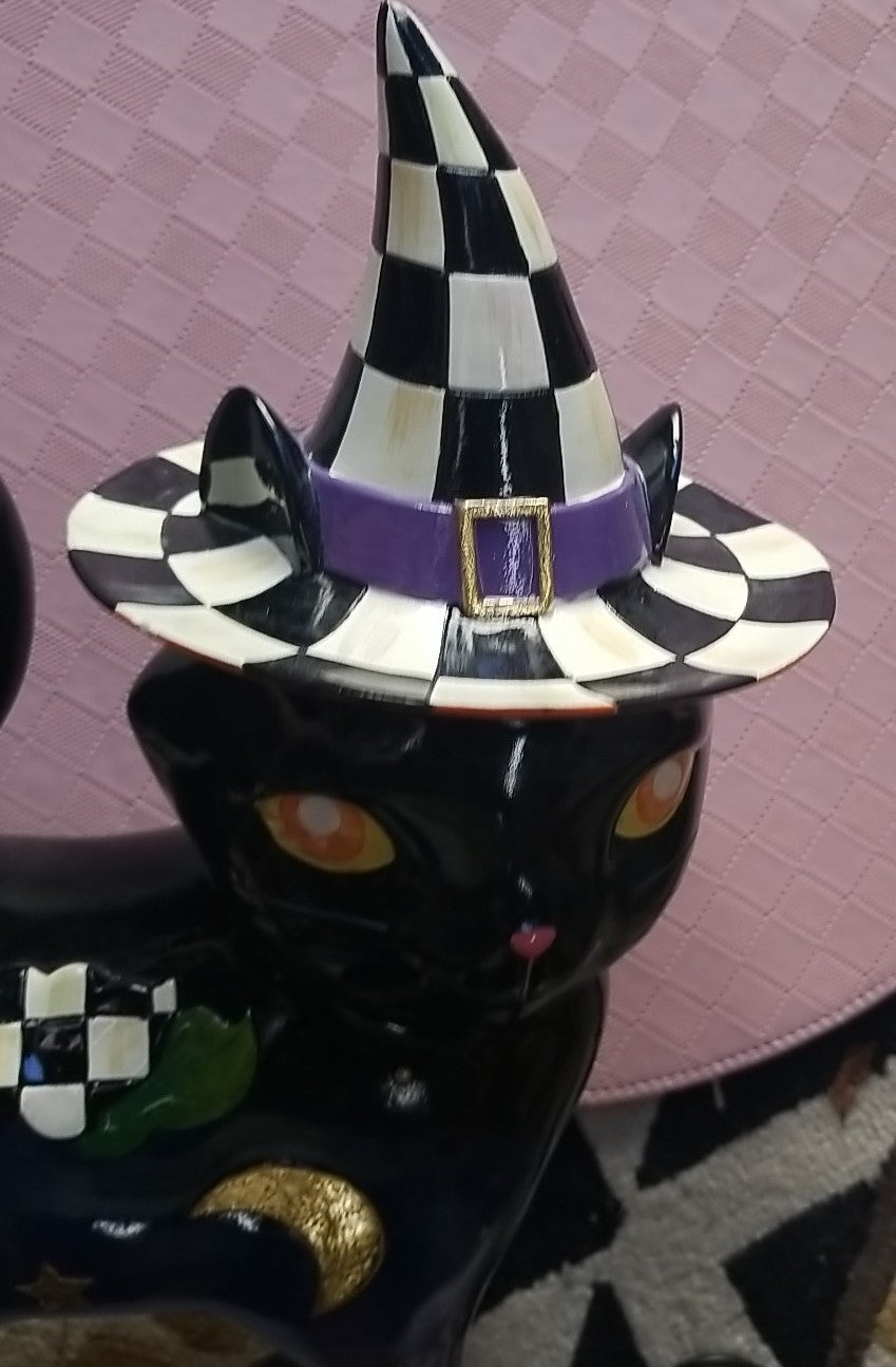 Mackenzie Childs  FORTUNE TELLER BLACK CAT 13" Courtly Check Figure- Retired