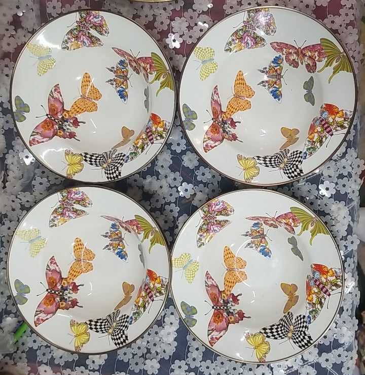 Mackenzie Childs Butterfly Everyday Bowls Set of  4 - *RARE Retired