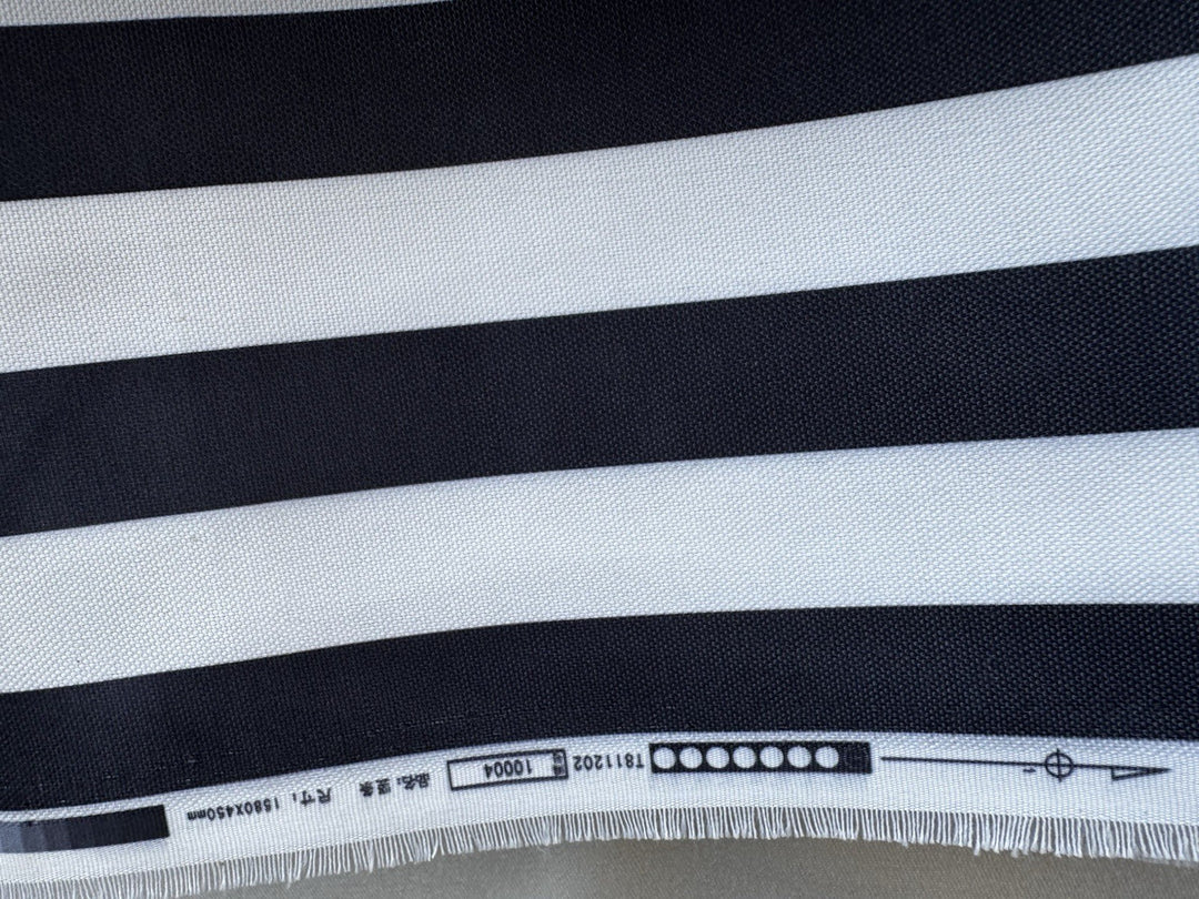 MacKenzie Childs Fabric By The Half Yard New - Outdoor Black And White Stripe
