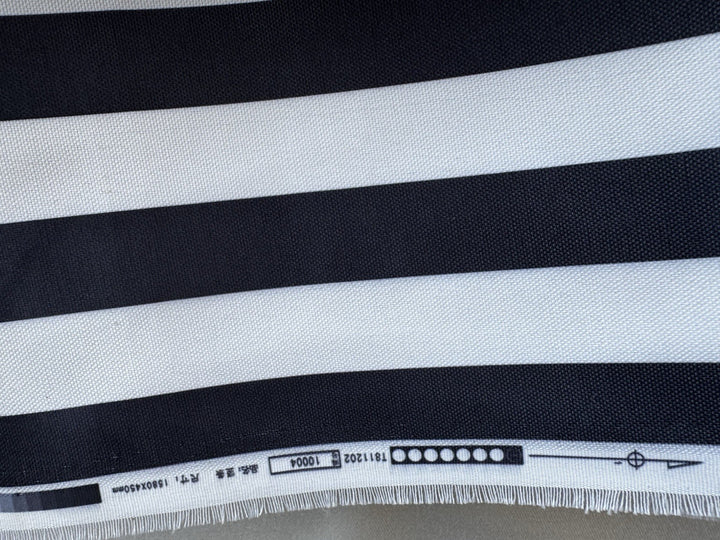 MacKenzie Childs Fabric By The Half Yard New - Outdoor Black And White Stripe