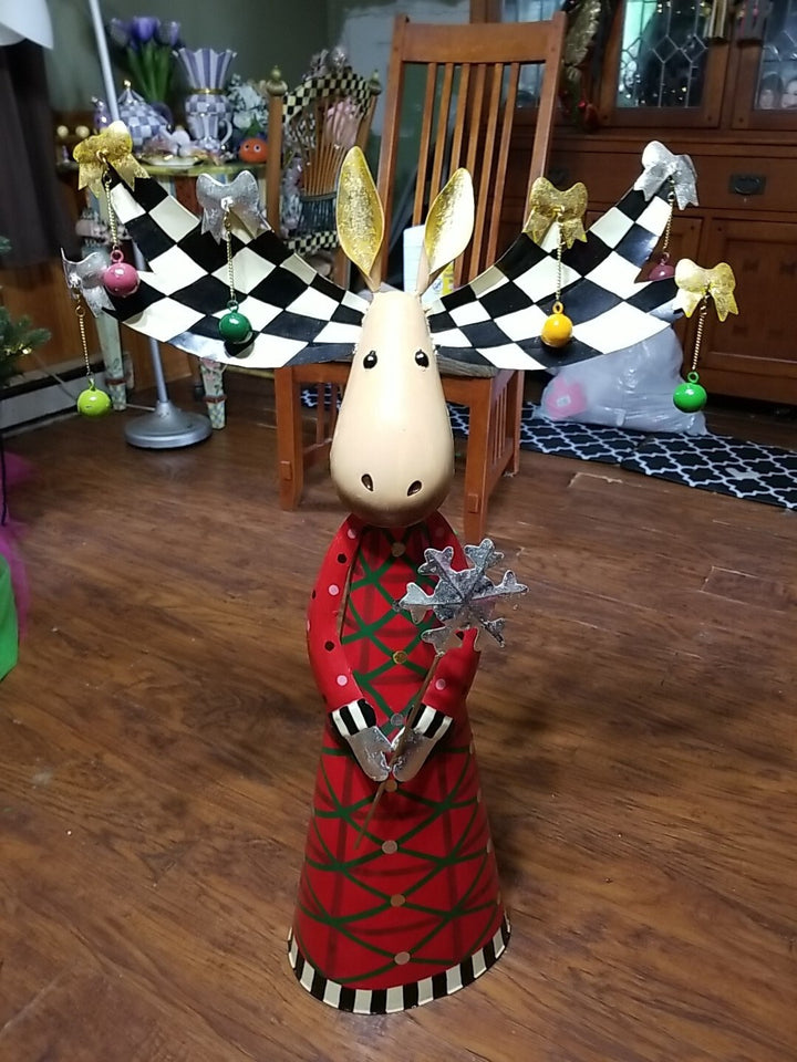 Mackenzie Childs "Deck the Halls" Moose w/ Ornaments  36" Tall- Excellent