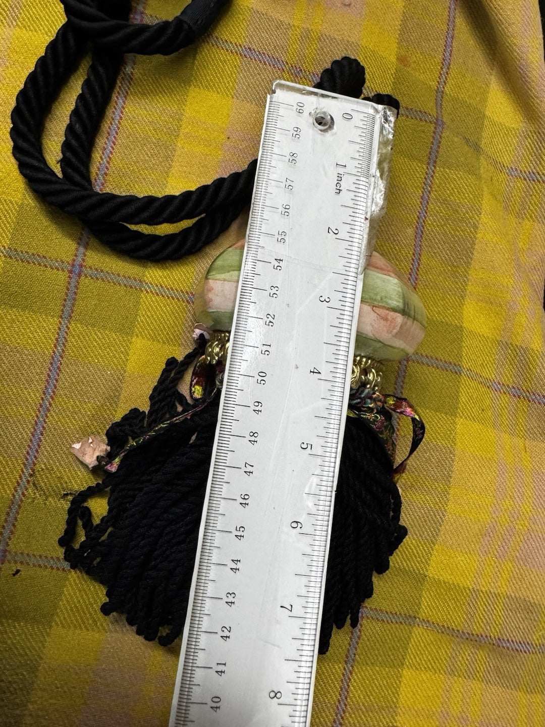 MacKenzie Childs Urchin Kelp Double Tassel Drape Curtain Tiebacks