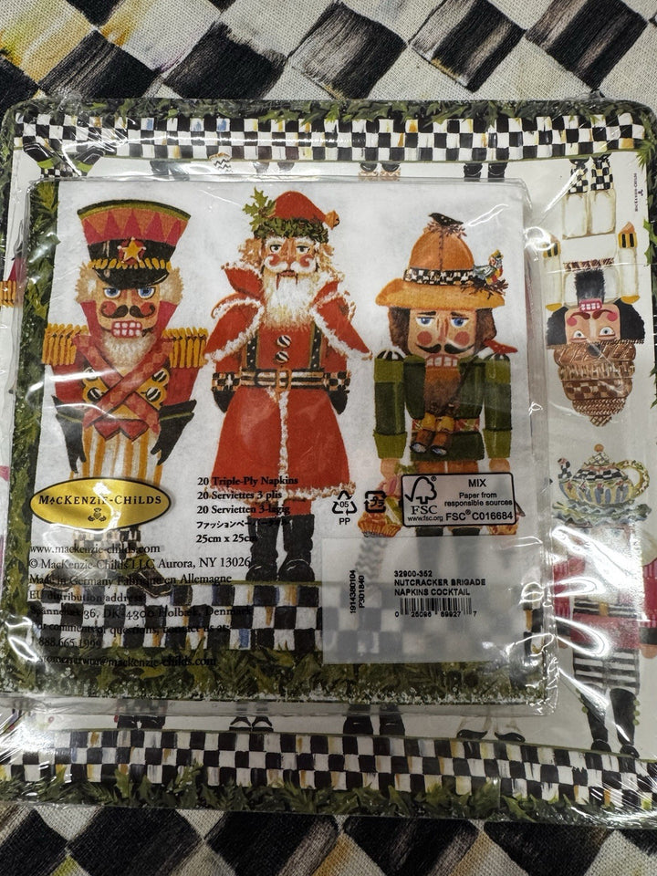 Mackenzie Childs Nutcracker Brigade Dessert Paper Plates & Cocktail Napkins Nip