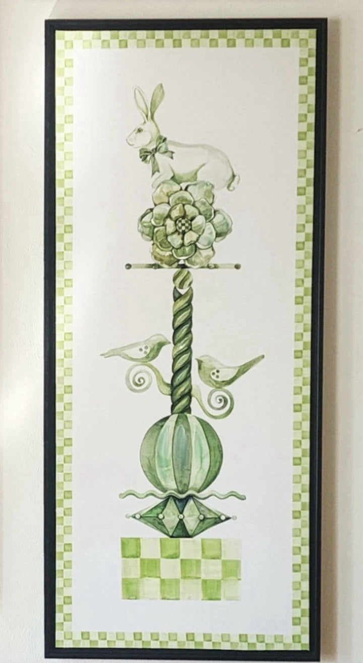 Mackenzie Childs Large Bunny Rabbit Totem Wall Art Gliclee  46"x20" NEW Open Box