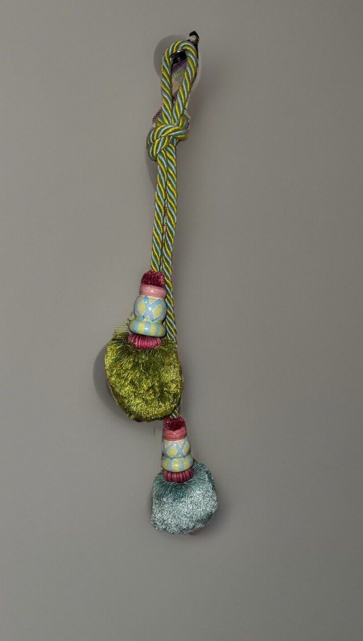 MacKenzie-Childs Maddox Tassel Curtain Tieback Pastel Ceramic Pompoms - One Set