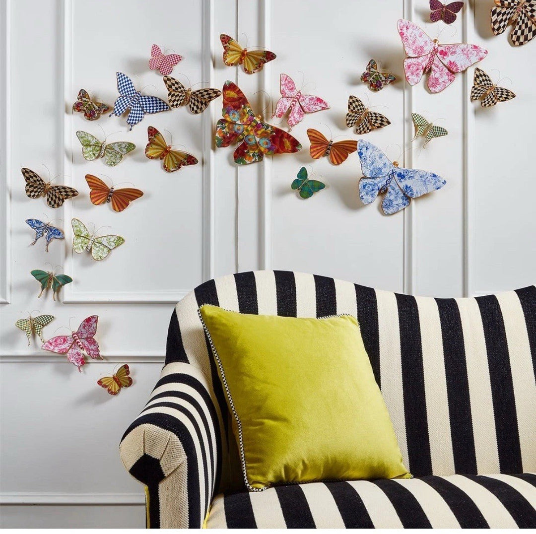 Mackenzie Childs Set Of 2 Garden Butterfly Duo Wall Art  NEW In Box- Retired