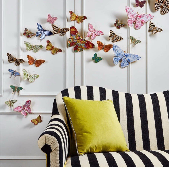 Mackenzie Childs Set Of 2 Garden Butterfly Duo Wall Art  NEW In Box- Retired