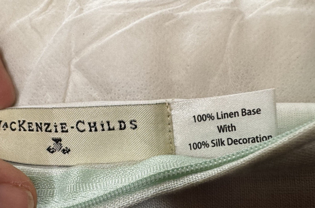 MACKENZIE-CHILDS Parchment 18”x18” Linen And Silk  POPPY FIELD PILLOW- Great