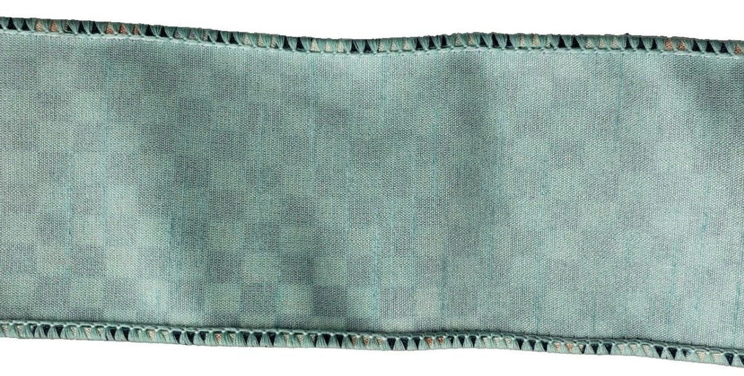 MacKenzie Childs Courtly Check Ribbon Aqua Blue Edge 2.5" Wide - Full Role New