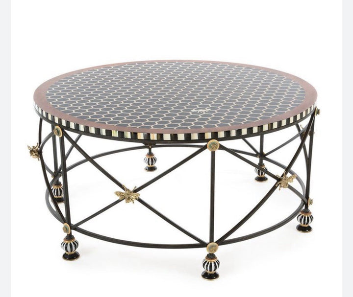 MacKenzie Childs Honeycomb Round Coffee Table Retired Pattern New