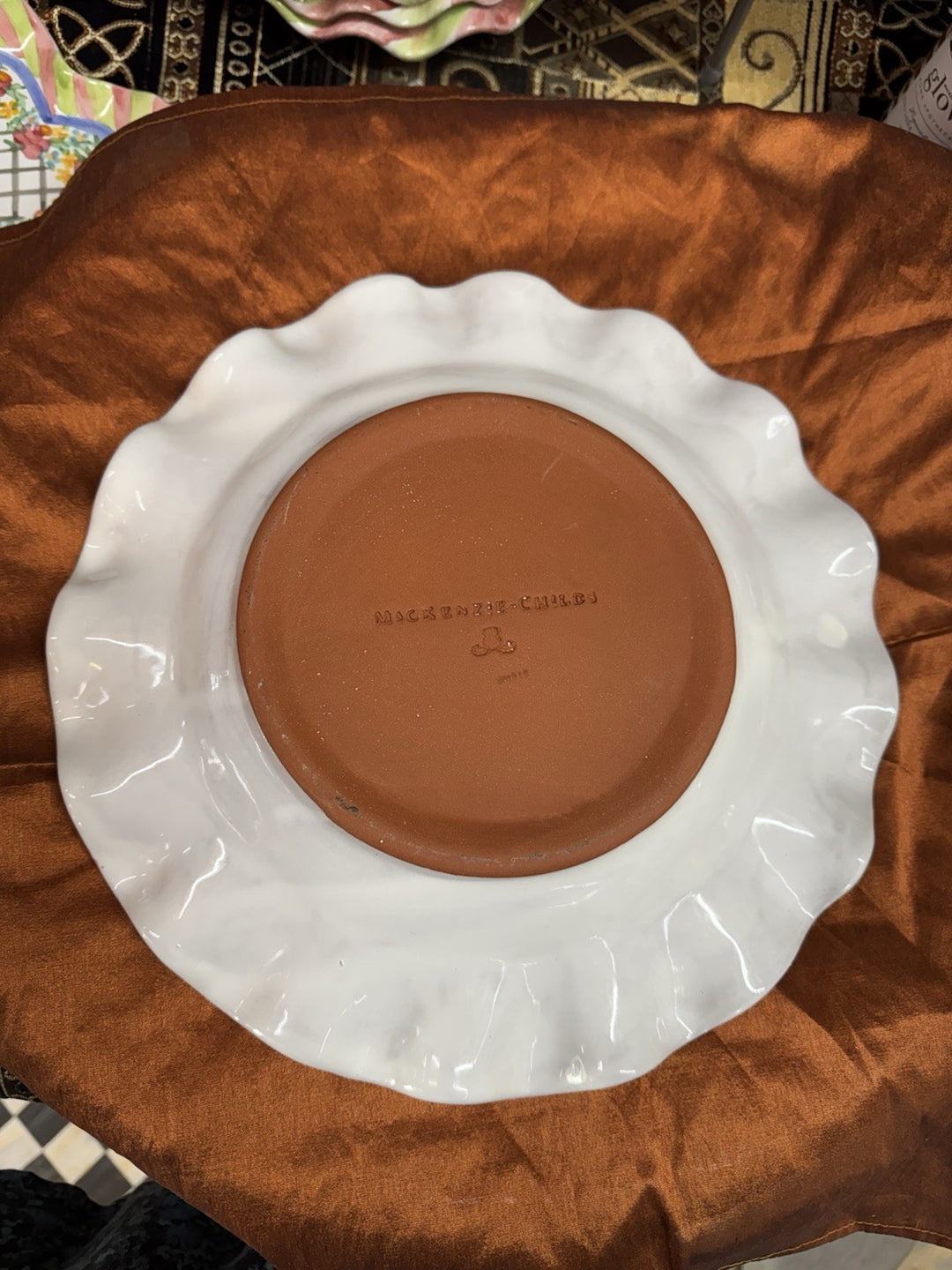 RETIRED MACKENZIE CHILDS FLUTED Glen park CERAMIC DINNER PLATE 11”