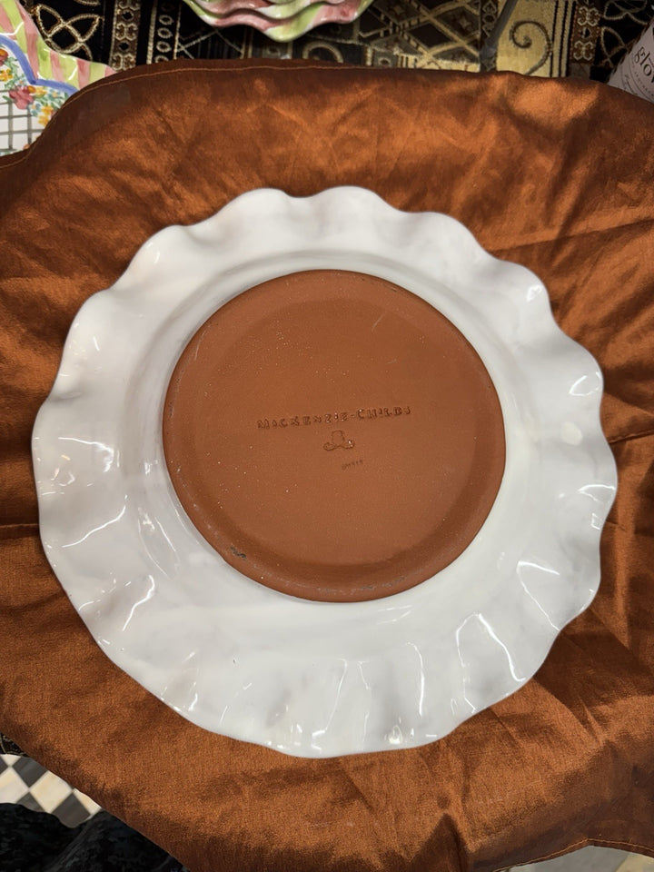 RETIRED MACKENZIE CHILDS FLUTED Glen park CERAMIC DINNER PLATE 11”