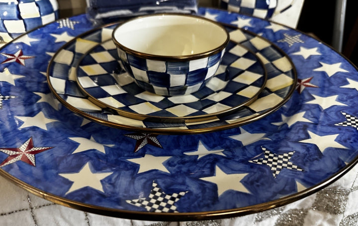 Mackenzie Childs  Royal Star Enamel Serving Platter - Blue 16” - New