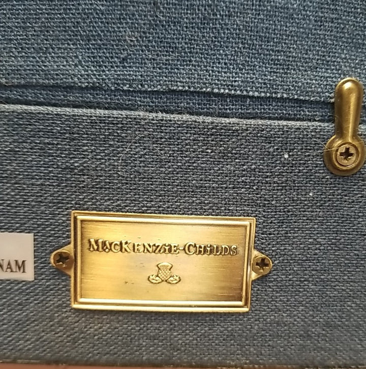 Mackenzie Childs ROYAL CHECK HANGING picture frame holds 4x6 ENAMEL