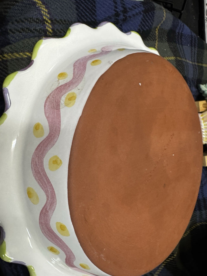 Mackenzie Childs Ceramic Piccadilly Pie Dish  Plate 12” - Made In Aurora NY