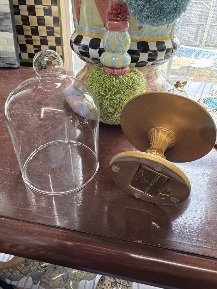 MacKenzie Childs Pastel Confections Petite Cake Cloche Rosy Cake 7.5” Tall