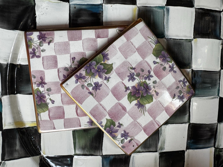 Mackenzie Childs 4” Pink Rose Set Of 2 Honeymoon -Tiles
