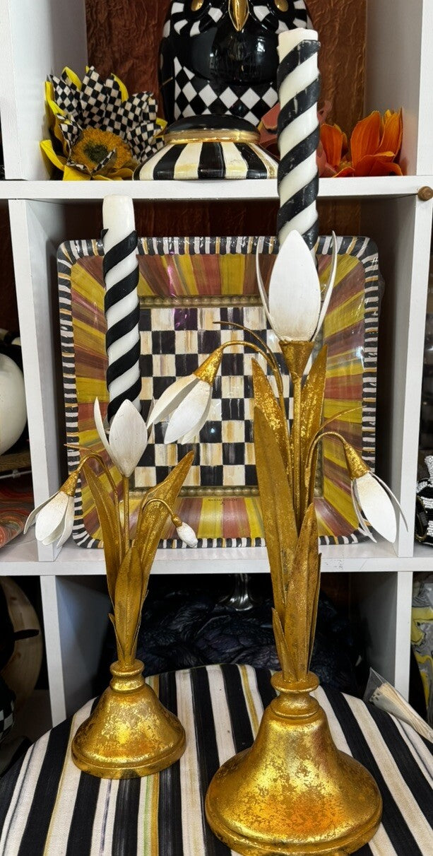 Mackenzie Childs Snowdrop Candlestick Holder  - Tall-retired- Metal