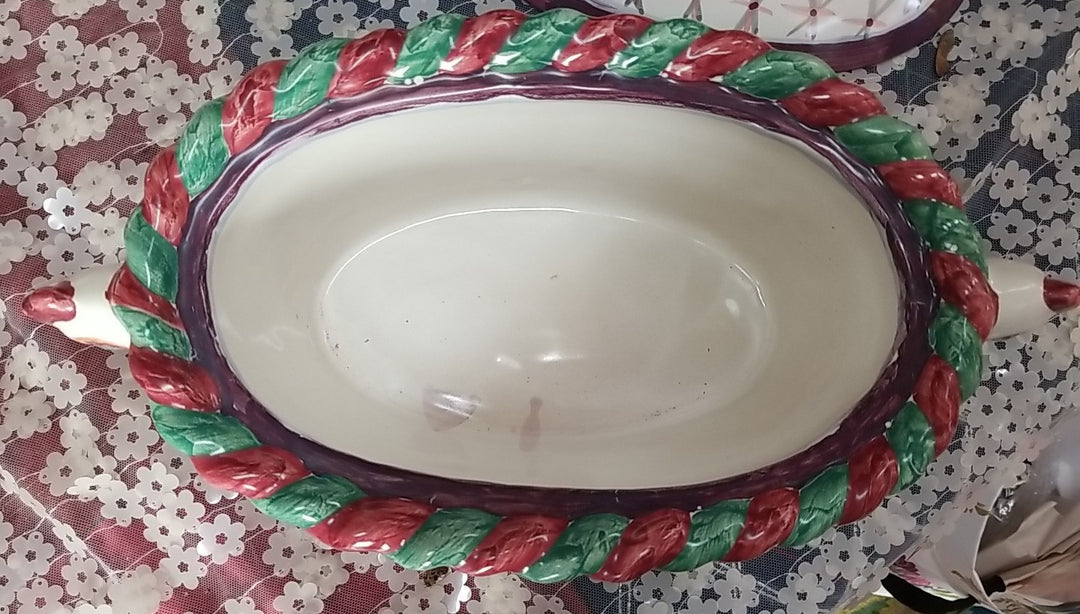 Retired  Mackenzie Childs Chicken Casserole  Dish With Lid - Ceramic- Read